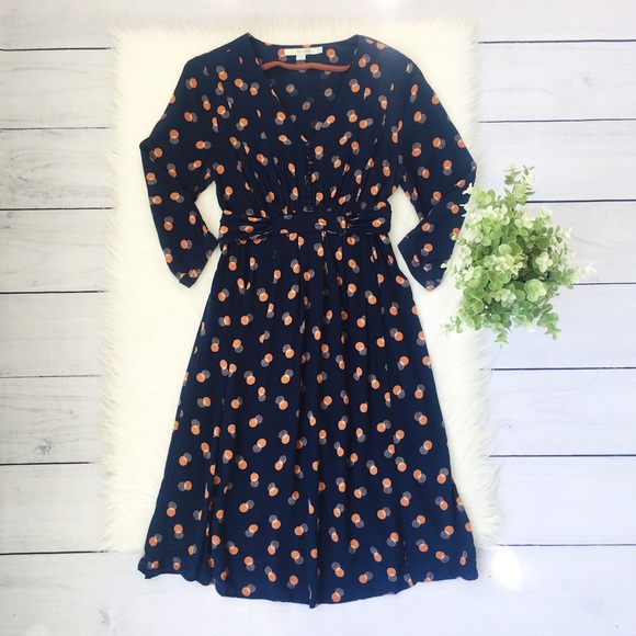 Boden Dresses & Skirts - Boden Blue Orange Polka Dot Midi Dress SZ 6 #620